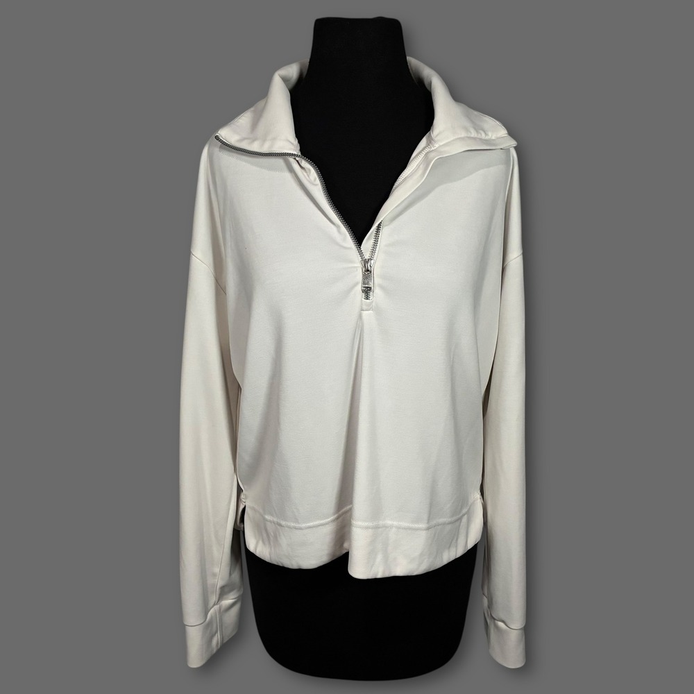 Athleta Seasoft Quarter Zip Pullover Sweatshirt Athletic Women's‎ M White